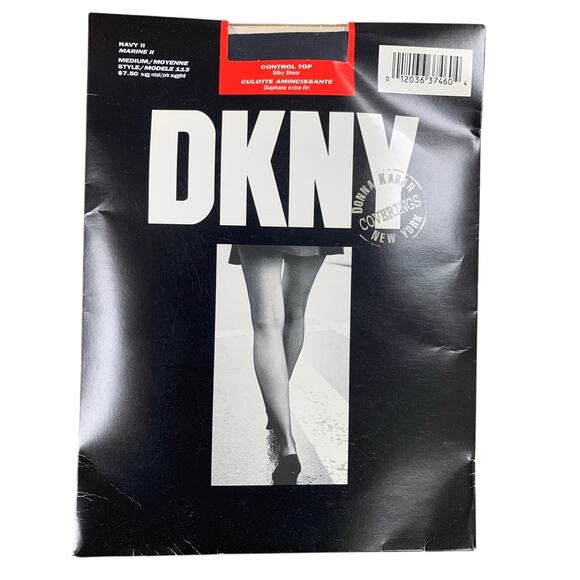 New Package DKNY Coverings Womens Medium Black Control Top Silky Sheer Pantyhose - Picture 1 of 2